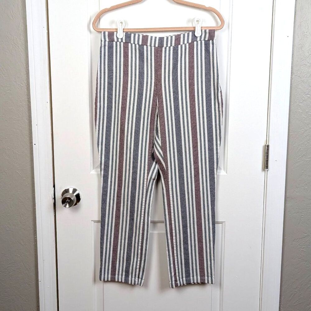 Free People | Multicolor Linen Cotton Striped Cropped Pants Size US8